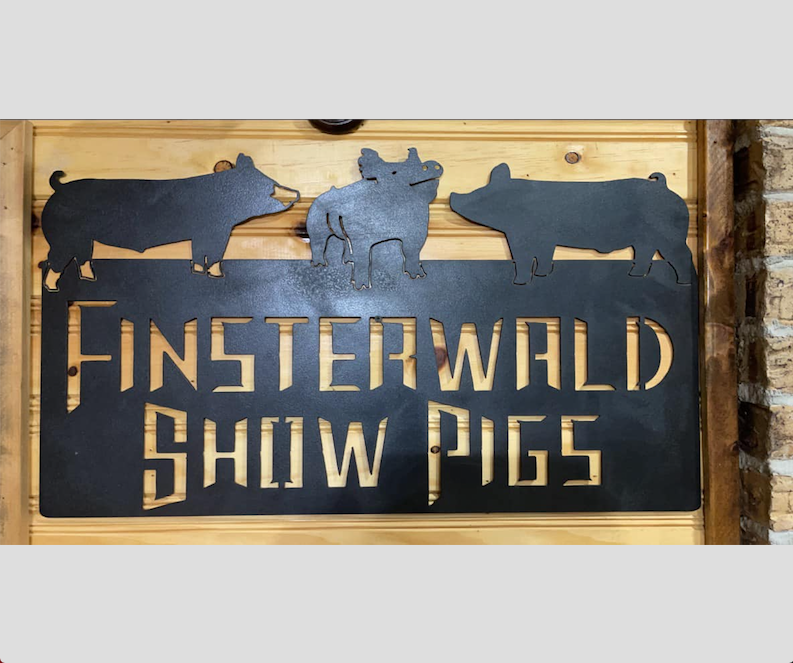 Metal Custom Show Pigs Breeder Sign for Finsterwald Show Pigs by HL Guest Handmade
