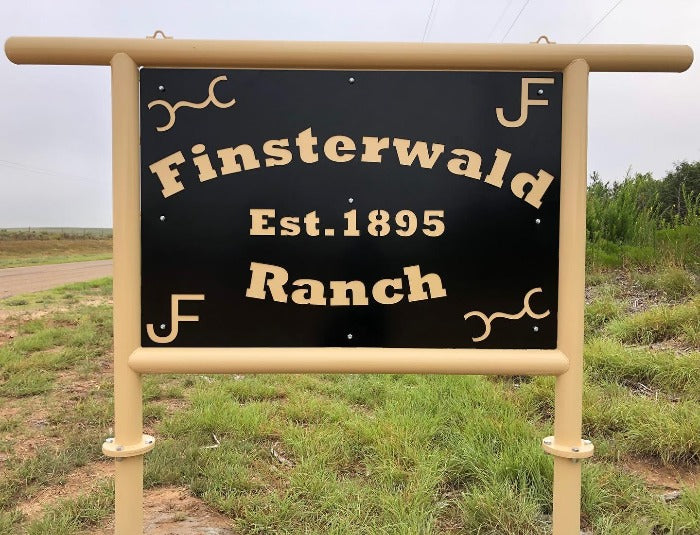 Tan and Black Metal Custom Ranch Entrances Sign for Finsterwald Ranch by HL Guest Handmade