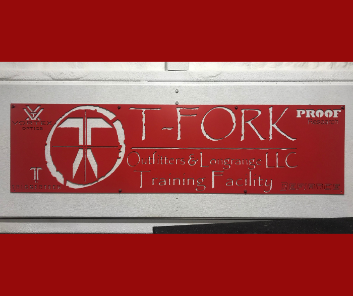 custom metal business sign made with love by HL Guest Handmade for T-fork Outfitters and Longrange LLC