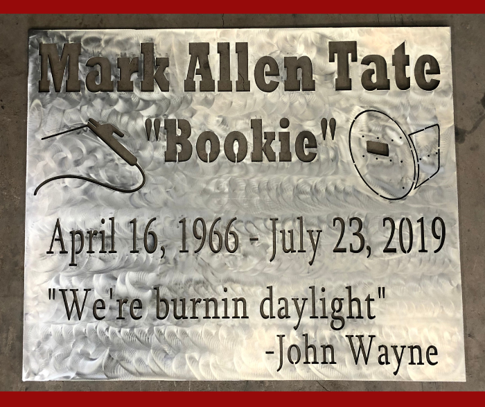 Custom Memorial made of stainless steel with stinger and pancake hood by HL Guest Handmade for Mark Allen Tate