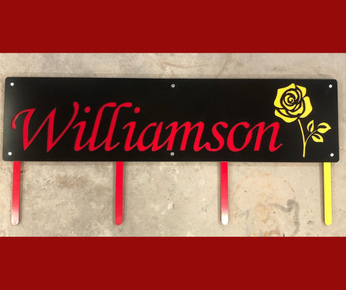 Custom Memorial with yellow rose made of metal by HL Guest Handmade for the Williamson Family