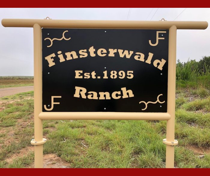 custom metal business sign made with love by HL Guest Handmade for Finsterwald Ranch in Wheeler Texas