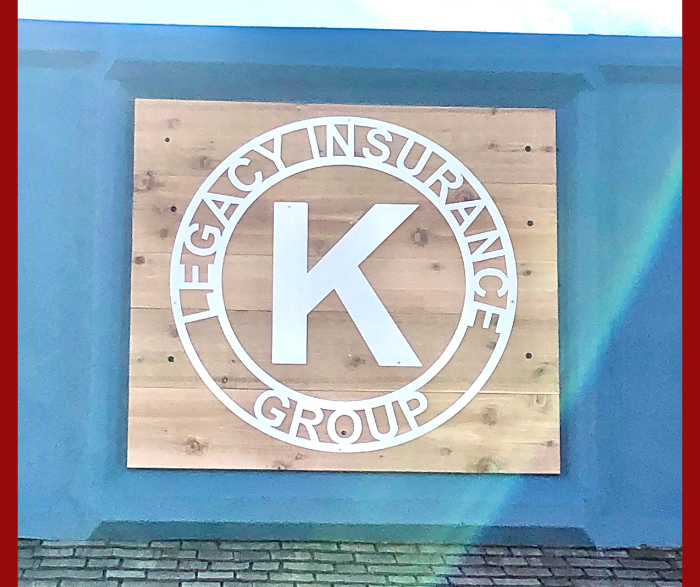 custom metal business sign made with love by HL Guest Handmade for Koepke Legacy Insurance Group in Wheeler and Shamrock Texas