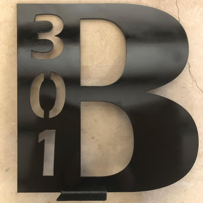 Large Letter B with 301 address cut out of it designed and built by HL Guest Handmade